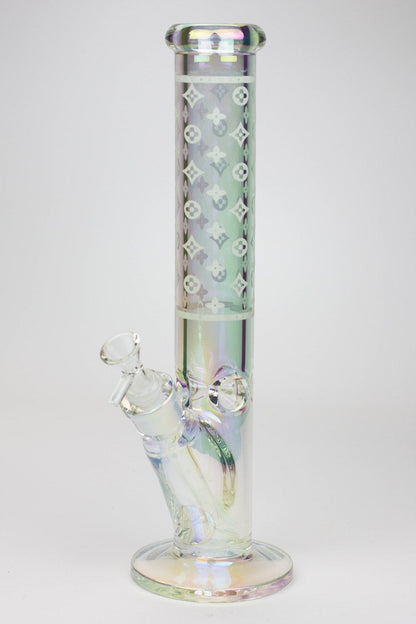 14" Luxury Logo 7 mm classic Electroplated Straight Tube Bong_3