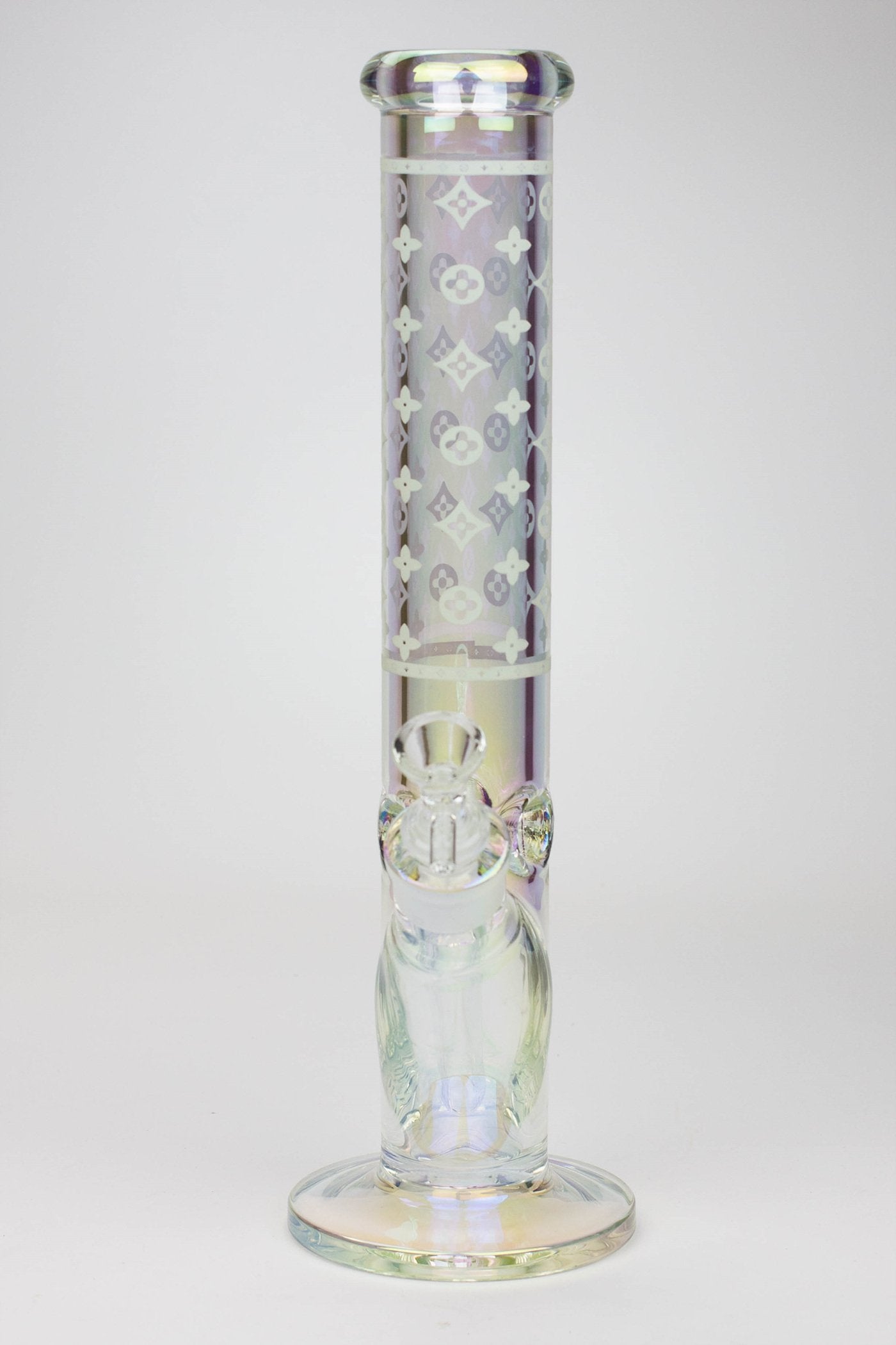 14" Luxury Logo 7 mm classic Electroplated Straight Tube Bong_7