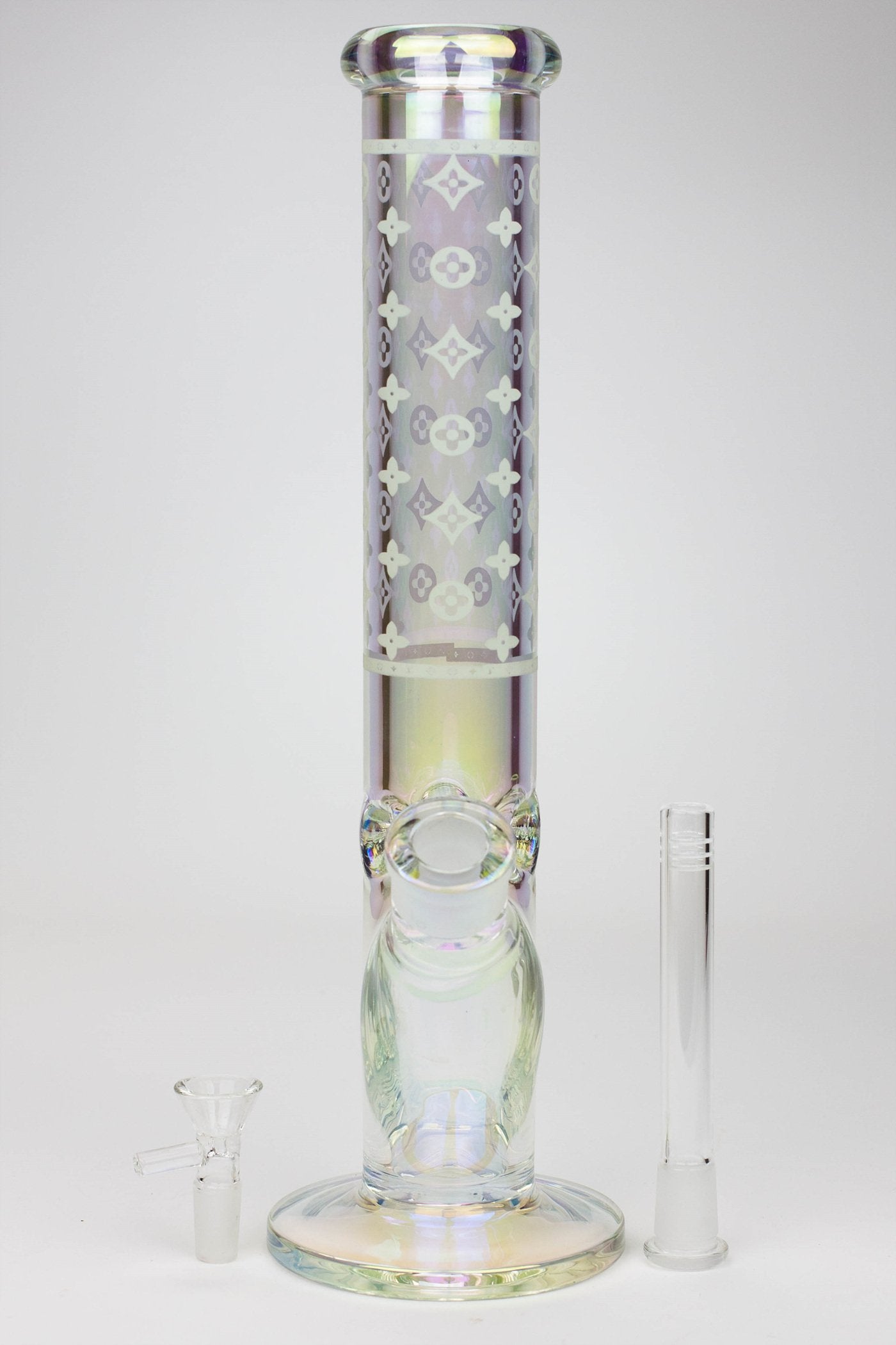14" Luxury Logo 7 mm classic Electroplated Straight Tube Bong_2