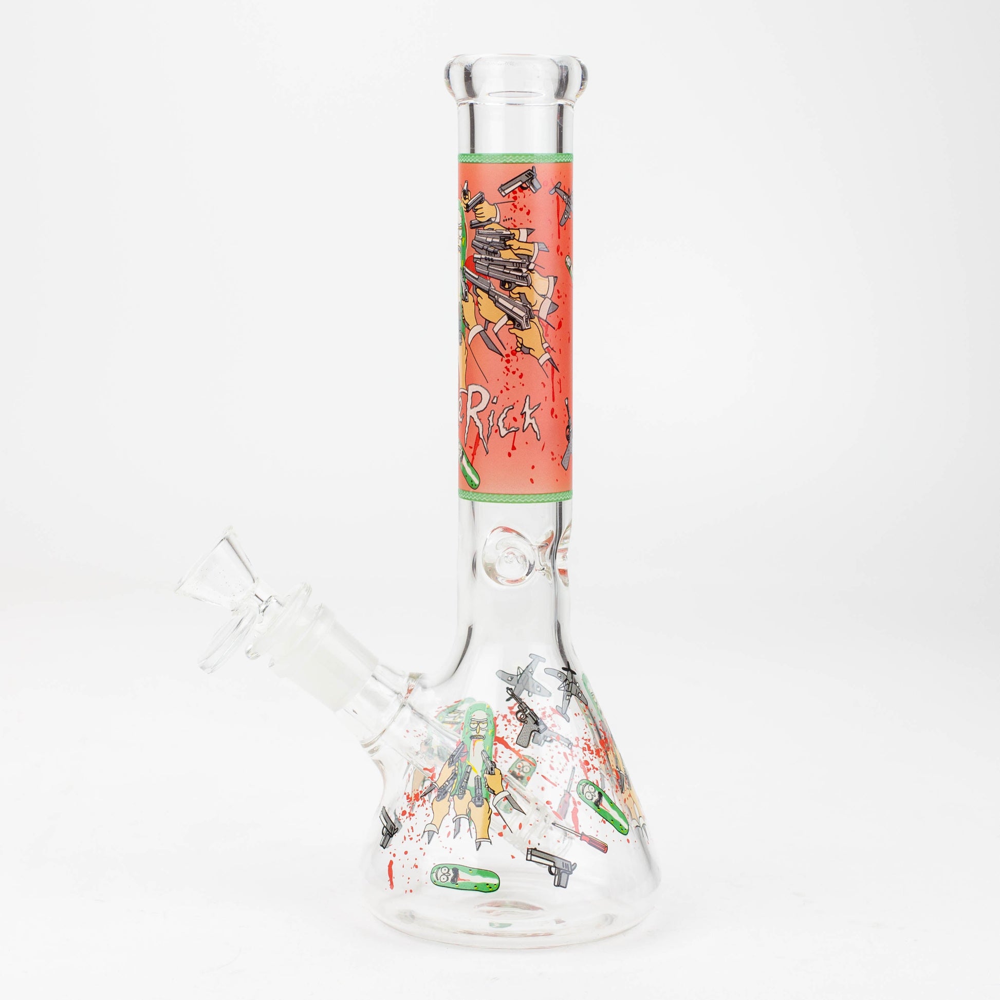 10" RM decal Glow in the dark glass water bong_1