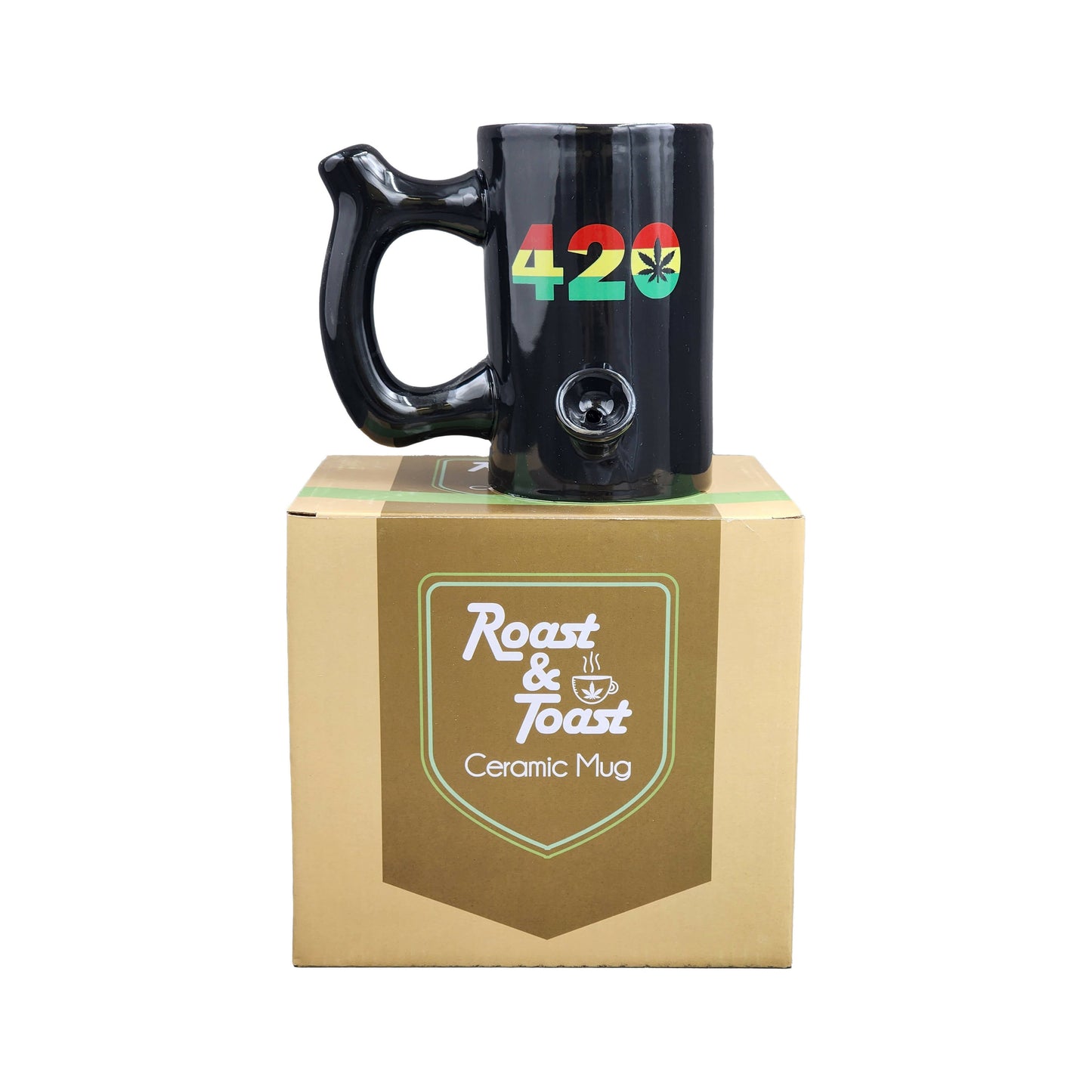 420 Mug - Black Mug with Rasta Colors_5