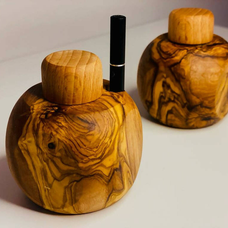 Olive Wood Apple Dugout/Smoker's Gift_0