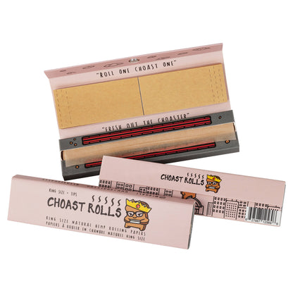 Natural Hemp Rolling Papers - Choast Rolls Kings, Carton of 22 booklets, - King Size Quality Rolling Papers with Filter Tips and Magnet Lid_4