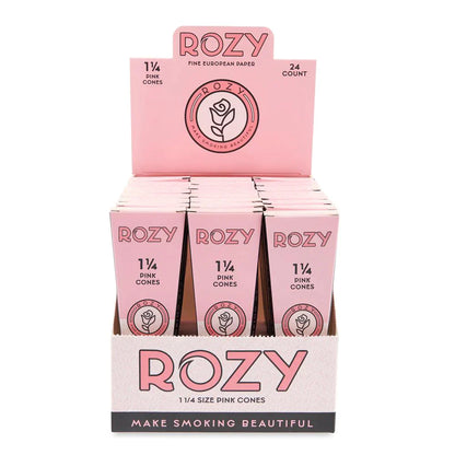 Rozy | Pink 1 ¼ Size Pre-Rolled Cones 6pk – 24ct Display_1