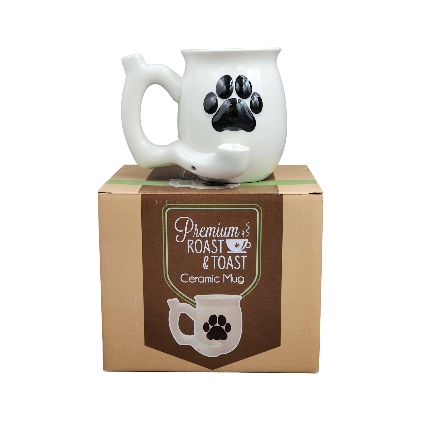 dog paw mug - white with black paw_4