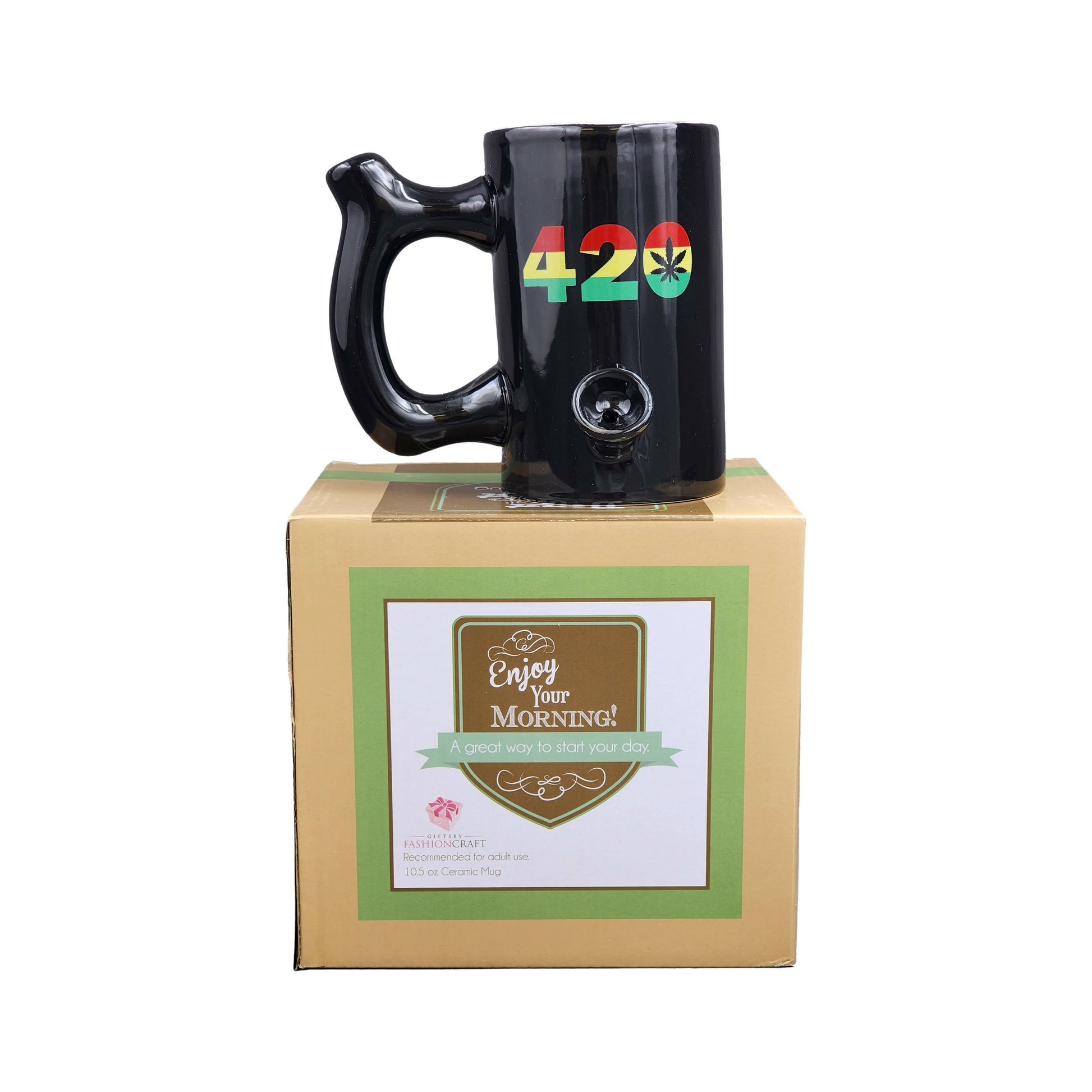 420 Mug - Black Mug with Rasta Colors_3