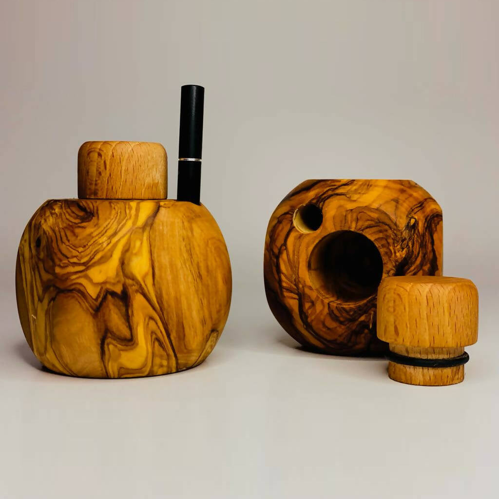 Olive Wood Apple Dugout/Smoker's Gift_3
