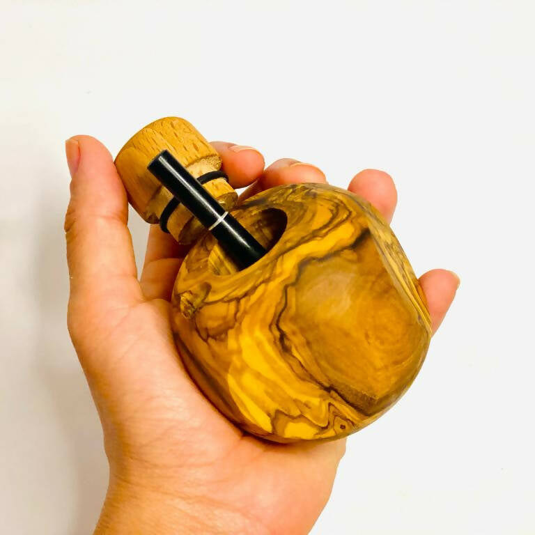 Olive Wood Apple Dugout/Smoker's Gift_2