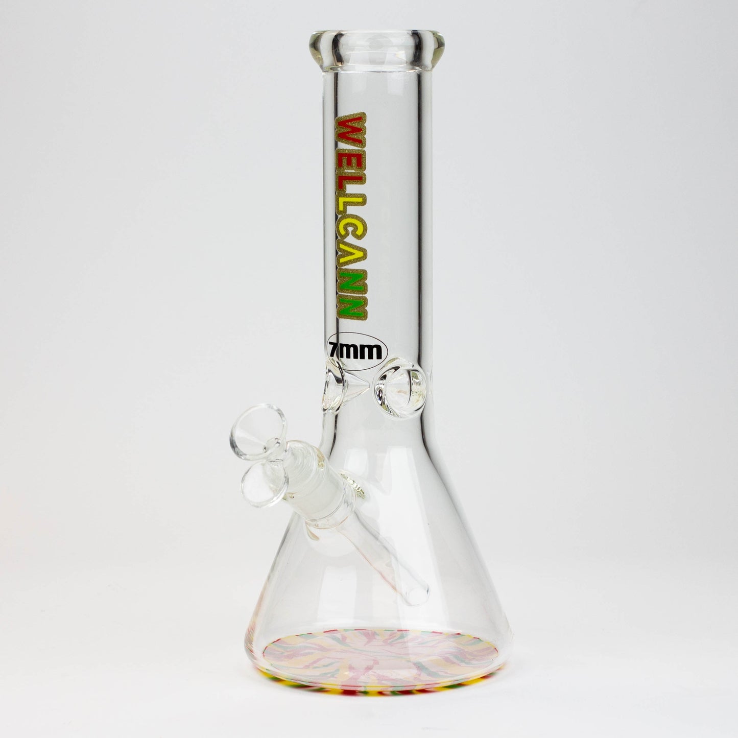 12" WellCann beaker 7 mm glass water bong with Colour Bottom_1