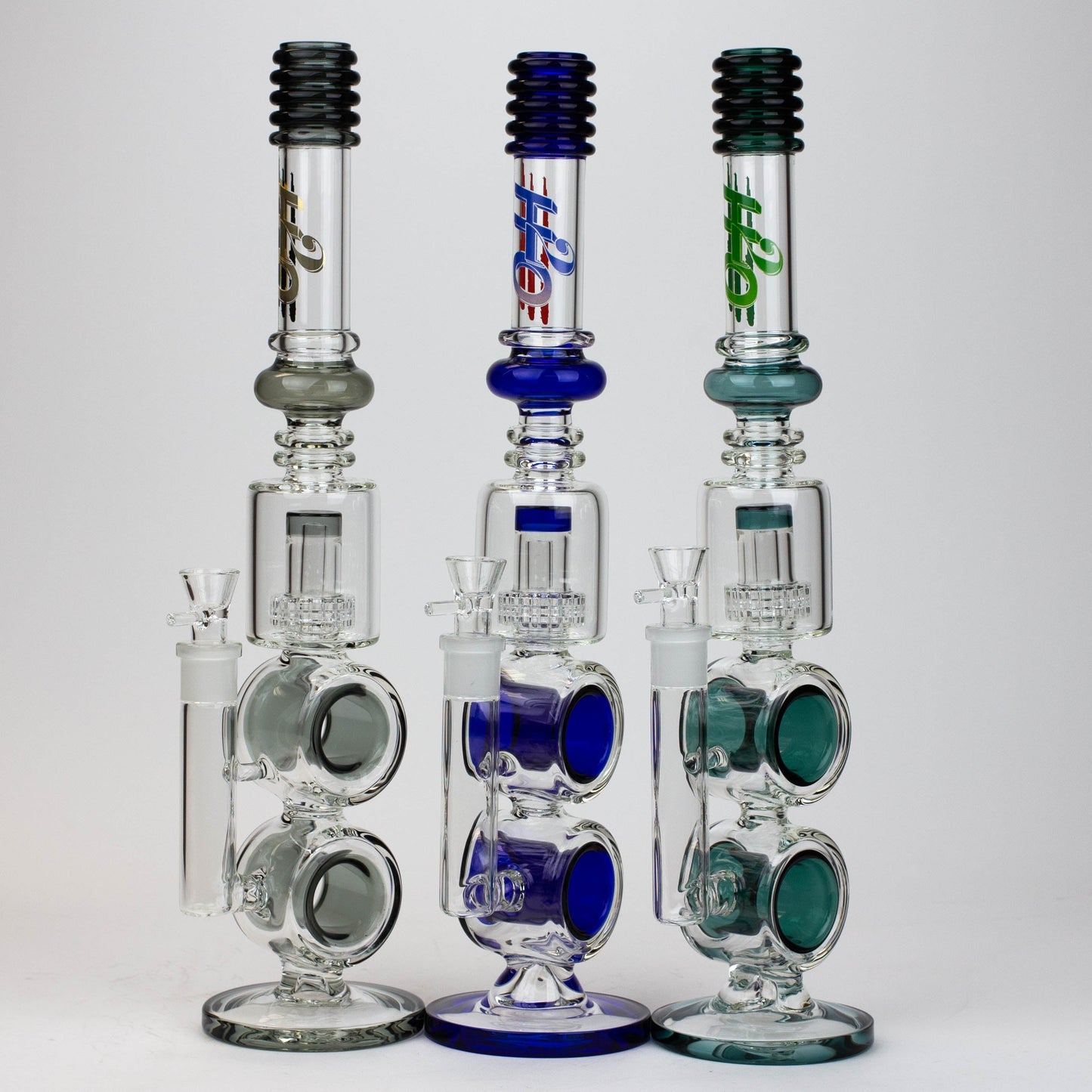 17" H2O Double ring glass water bong [H2O-5006]_0