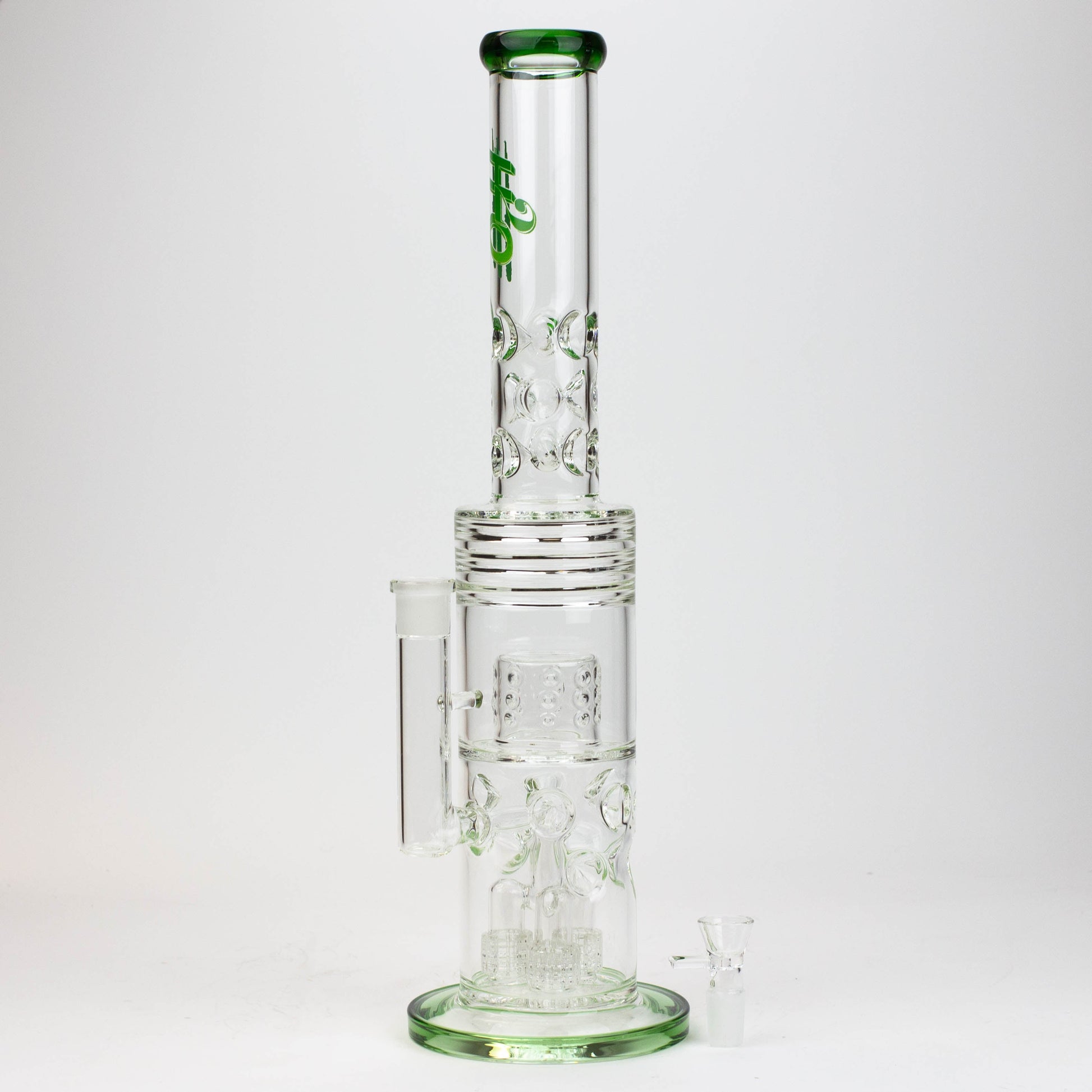 18" H2O glass water bong with thriple mini shower head diffuser [H2O-5007]_3