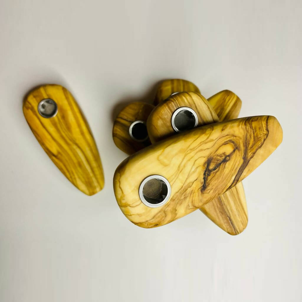Olive Wood Simple Pipe/Smoker's Gift_0